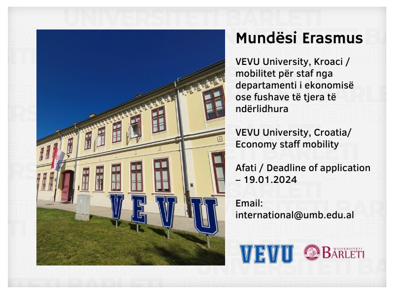 MOBILITY OPPORTUNITIES FOR STAFF AT VEVU UNIVERSITY, CROATIA