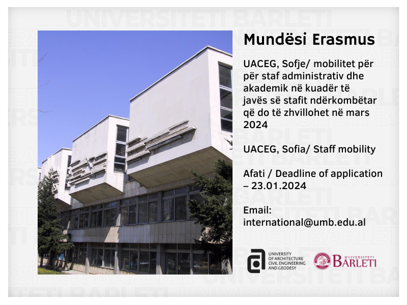 MOBILITY OPPORTUNITY FOR STAFF at UACEG, Sofia