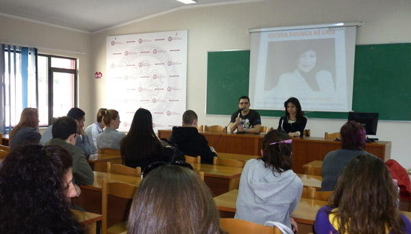 Rudina Xhunga në Universitetin Barleti