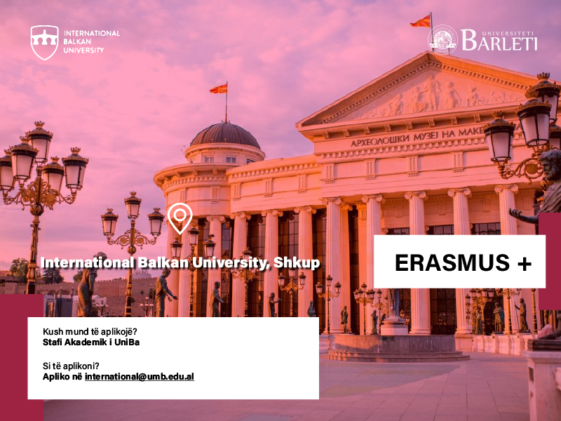 Mobility opportunities for staff at IBU (International Balkan University)