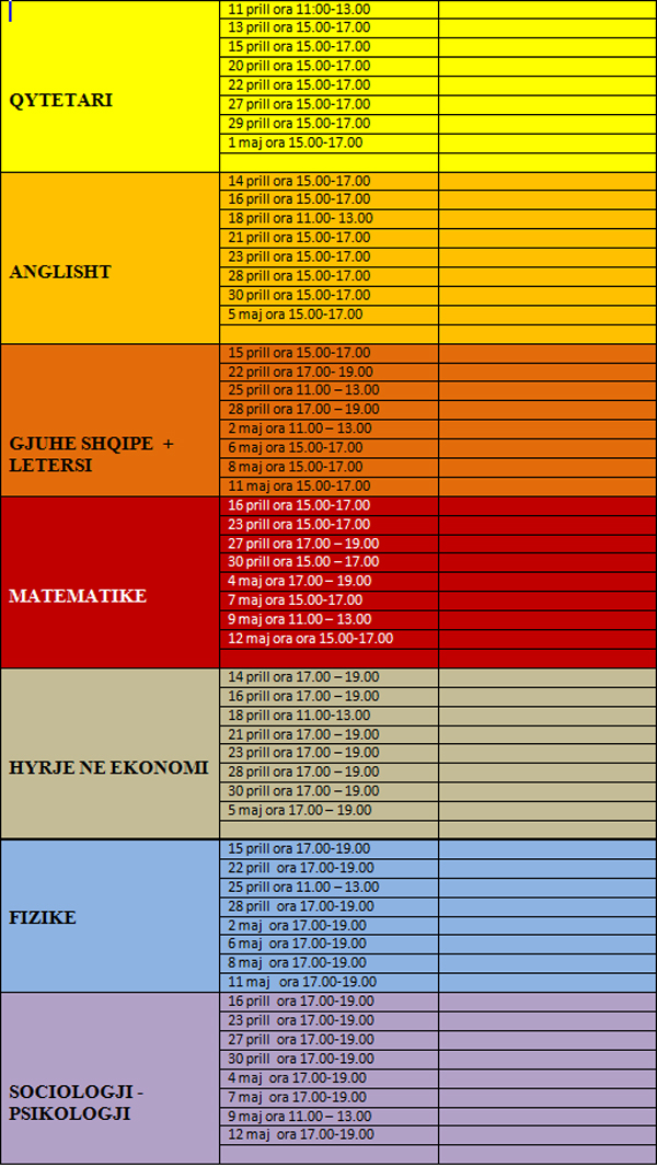 Kurse FALAS për Maturën Shtetërore