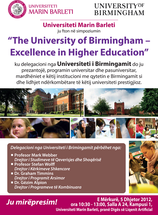 Një delegacion nga Universiteti i Birmingamit viziton Universitetin Barleti