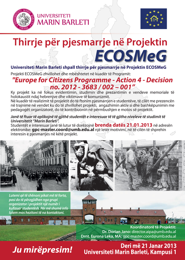 Thirrje për pjesmarrje në Projektin ECOSMeG