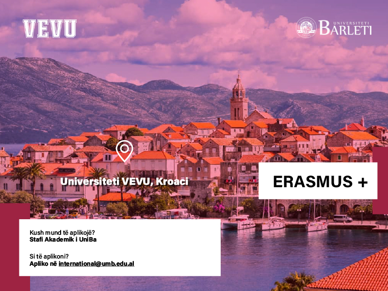 Mundësi mobiliteti për staf në Vevu University, Kroaci