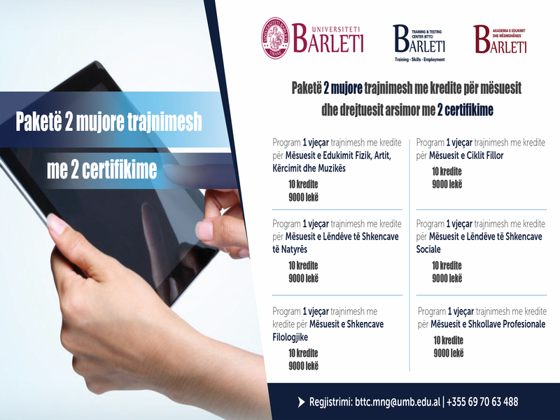 Paketë 2-mujore trajnimesh për mësuesit dhe drejtuesit arsimor me 2 certifikime
