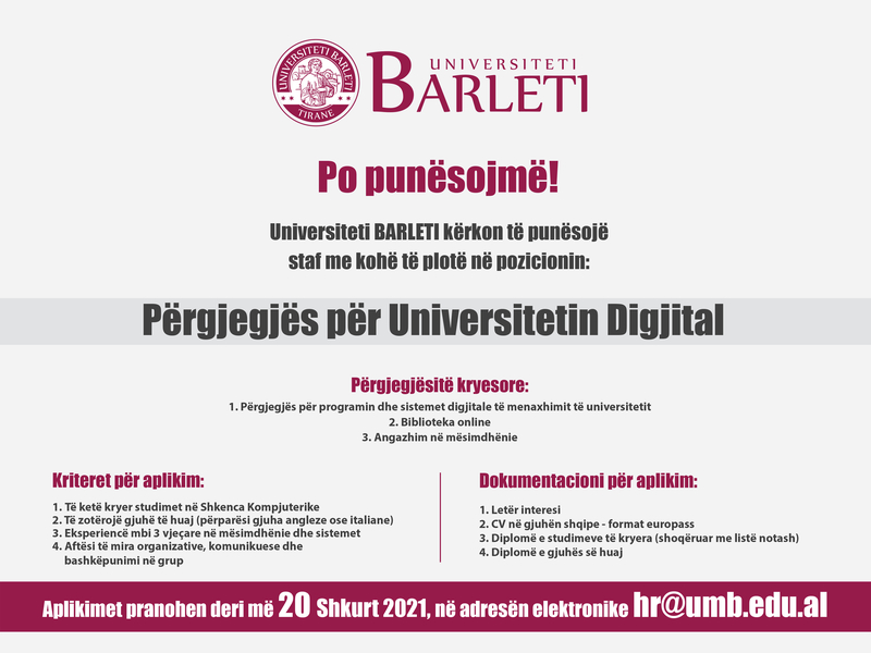 Njoftim për punësim