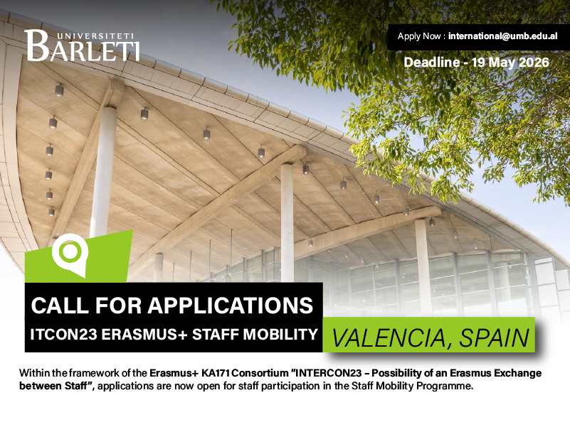 Thirrje për Aplikime – INTERCON23 Erasmus+ Staff Mobility