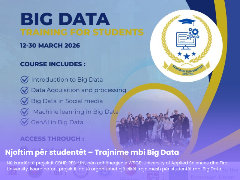 Njoftim për studentët – Trajnime mbi Big Data