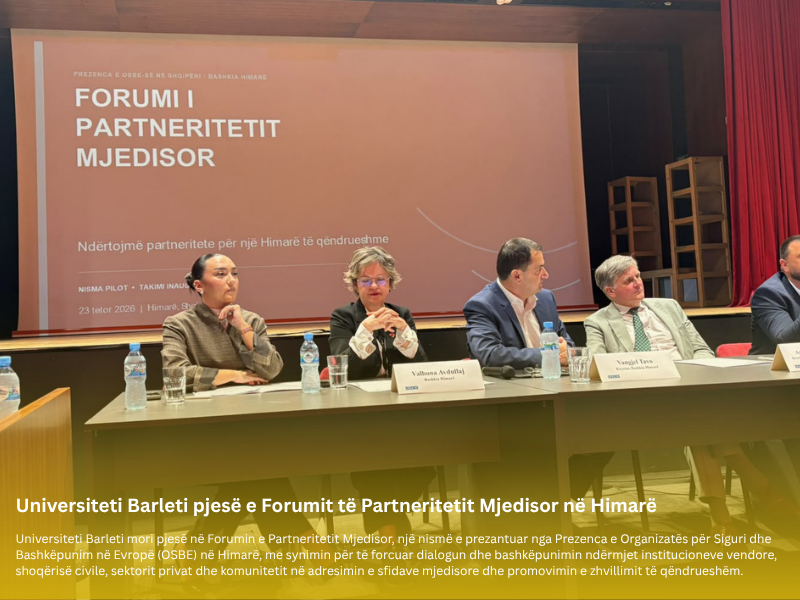 Universiteti Barleti pjesë e Forumit të Partneritetit Mjedisor në Himarë