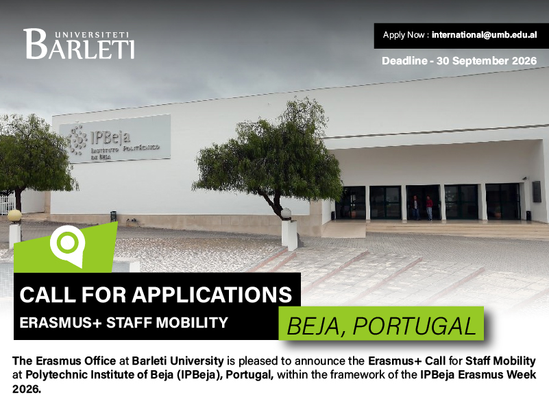 Thirrje për Aplikime – Mobilitet Erasmus+ për Stafin në IPBeja, Portugali – Erasmus Week 2026