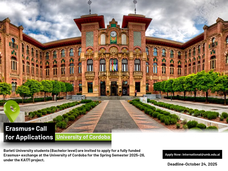 Erasmus+ Call for Applications – University of Cordoba (Spain)