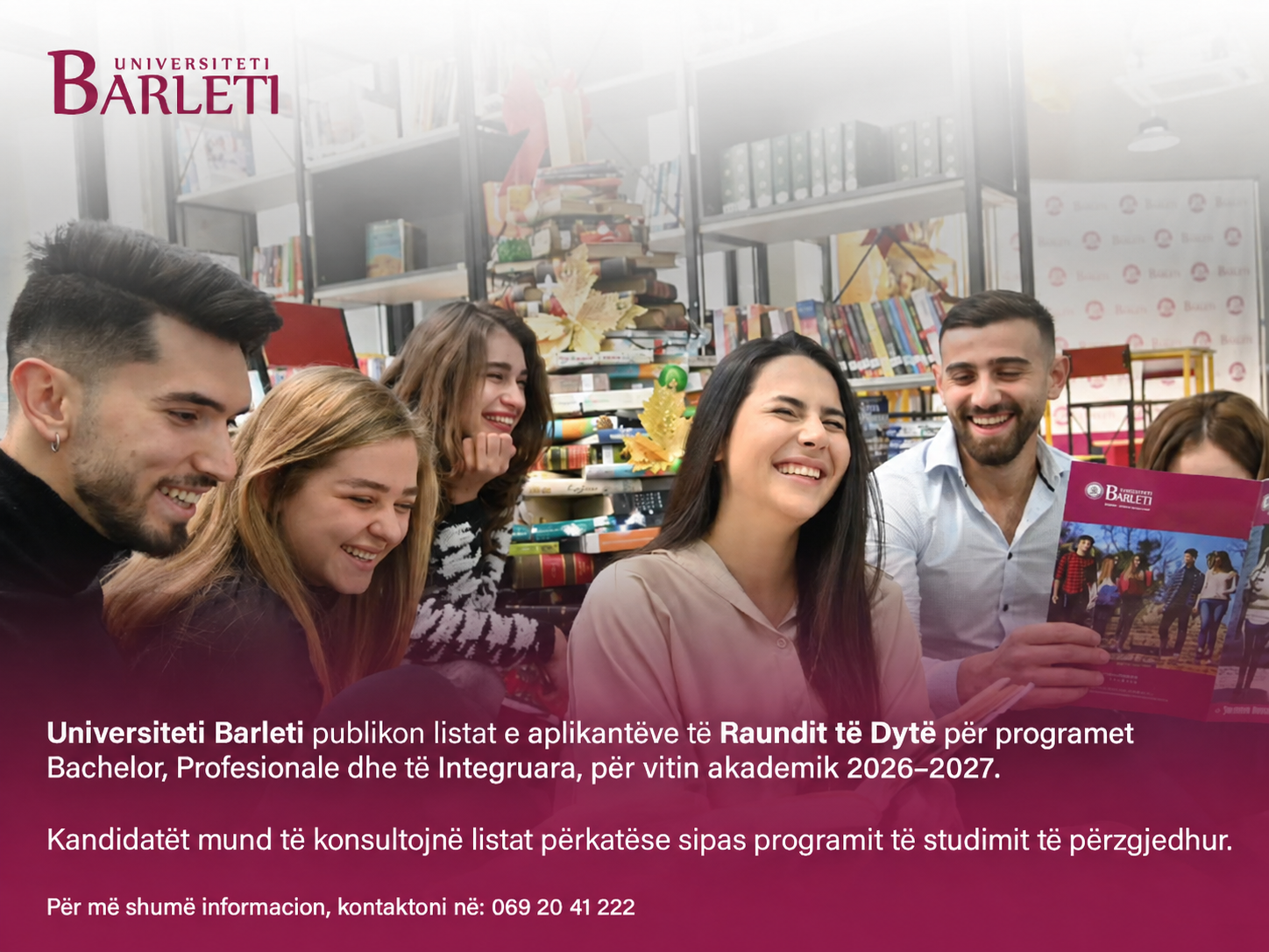 Universiteti Barleti publikon listat e aplikantëve të Raundit të Dytë për vitin akademik 2026–2027