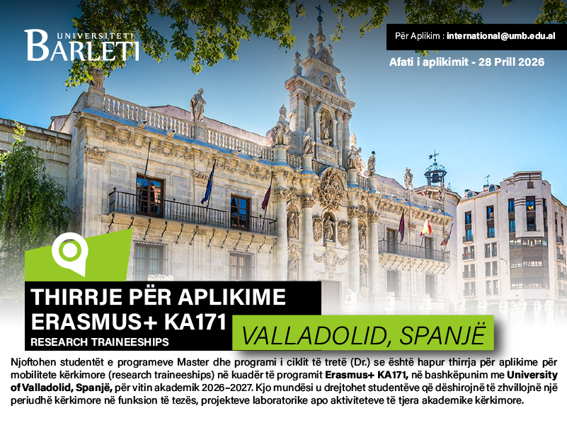 Thirrje për Aplikime – Erasmus+ KA171 Research Traineeships