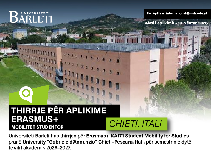 THIRRJE PËR APLIKIME – ERASMUS+ STUDENT MOBILITY