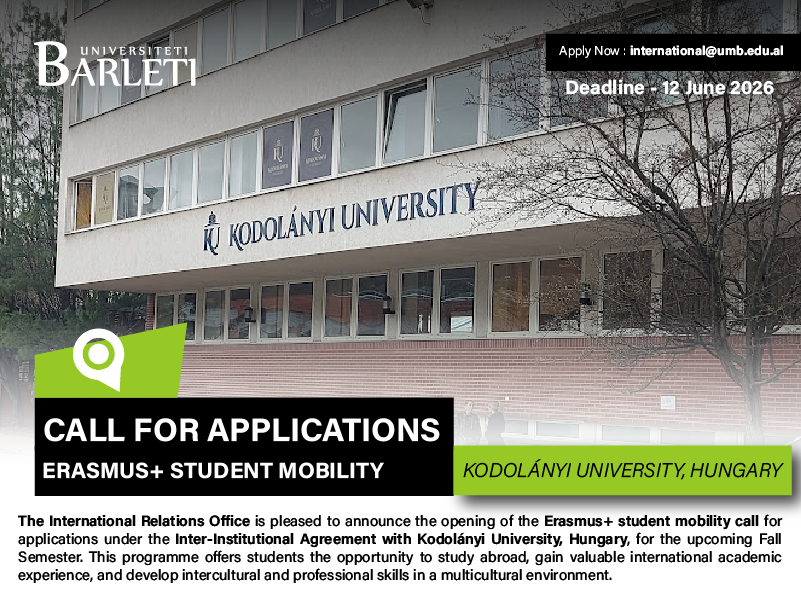 Thirrje për Aplikime (Mobiliteti i Studentëve Erasmus+) – Universiteti Kodolányi, Hungari