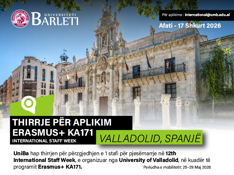 Thirrje e për Aplikim Erasmus+ KA171 – International Staff Week, University of Valladolid, Spanjë