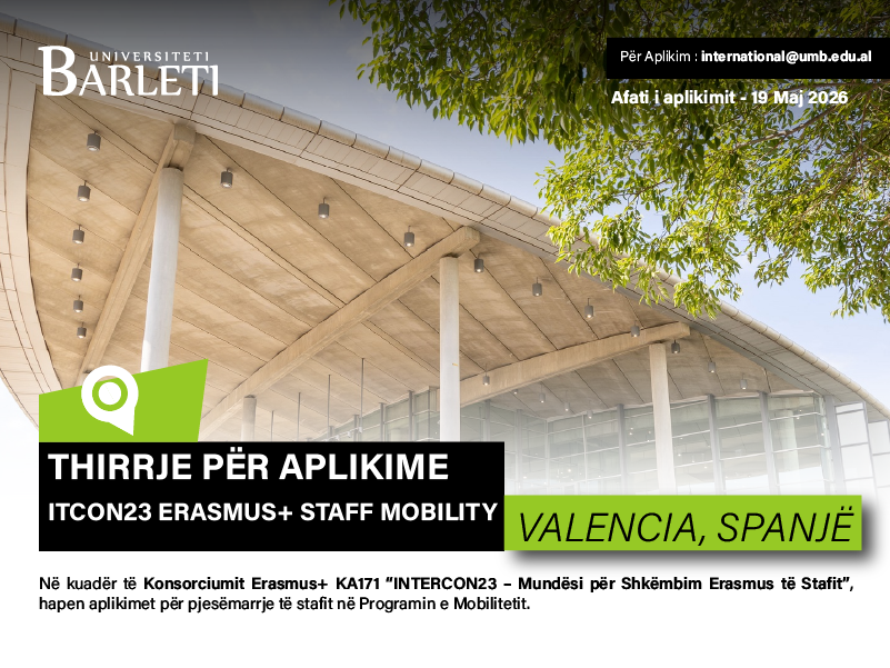 Thirrje për Aplikime – INTERCON23 Erasmus+ Staff Mobility