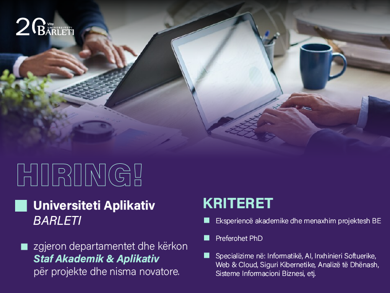 Universiteti Barleti rekruton Pedagog / Menaxher Projektesh në Shkenca Kompjuterike