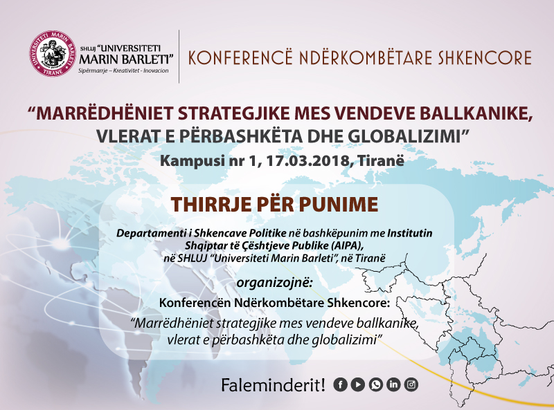 Konferencë Ndërkombëtare Shkencore “Marrëdhëniet strategjike mes vendeve ballkanike, vlerat e përbashkëta dhe globalizimi”